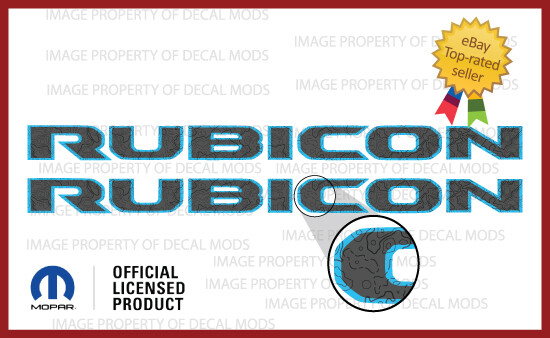 18 - 25 Jeep Wrangler RUBICON Hood Decals Stickers JL map hiking 4xe blue FJ2H7