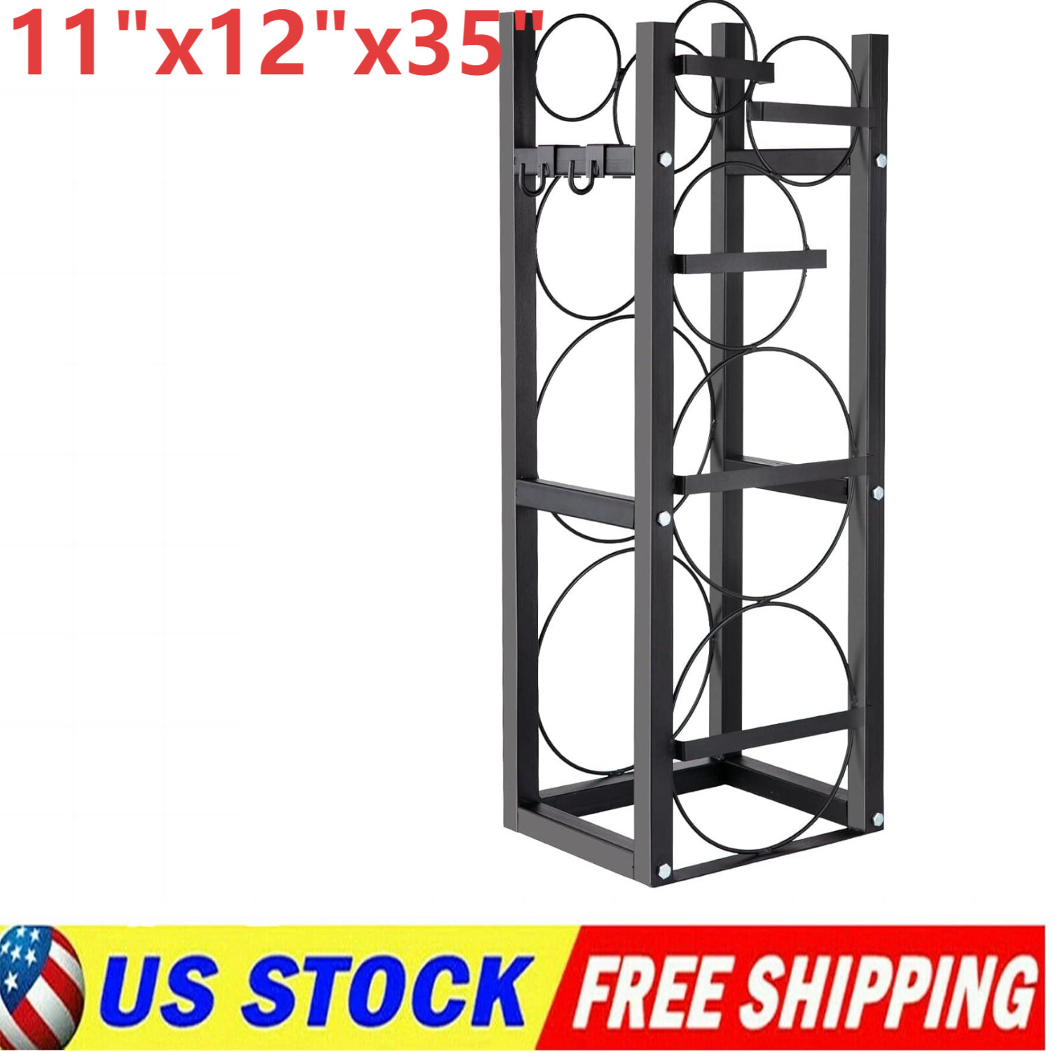 Refrigerant Tank Rack 2 x 30lbs and 3 Small Tanks Cylinder Tank Rack 11"x12"x35"