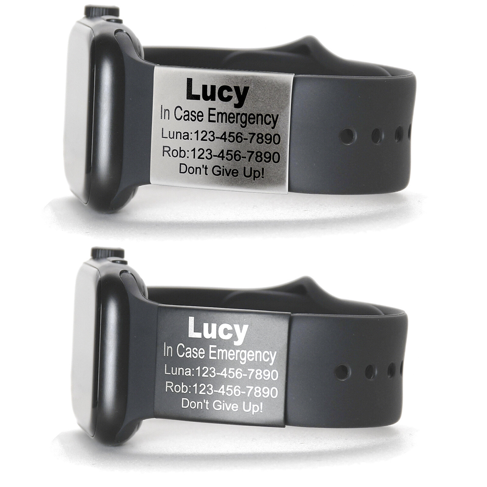 Alert ID Tag for Watch Band Smartwatch Safety Plate Medical Tag Laser Engraved