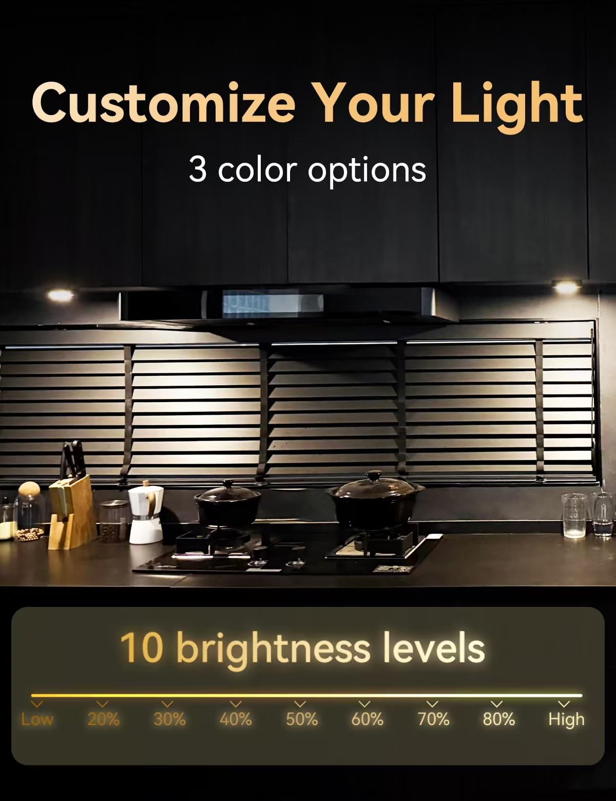HOLKPOILOT Black 4pk Puck Lights Remote
