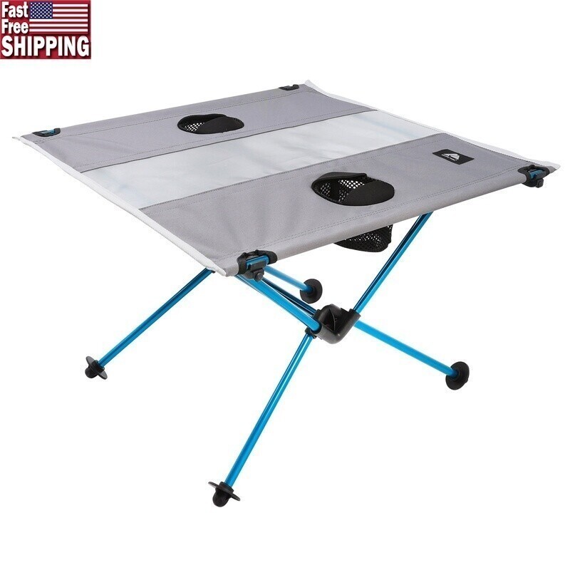 Ultralight Camp Table Portable Foldable W/ Cup Holders Carry Bag Outdoors New
