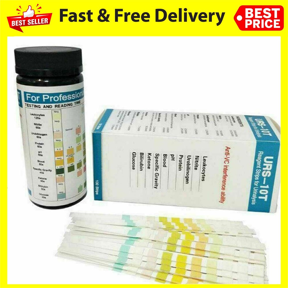 100pcs/box Urine Dipstick 10 Parameter Urinalysis Reagent Test Strips Check Aid