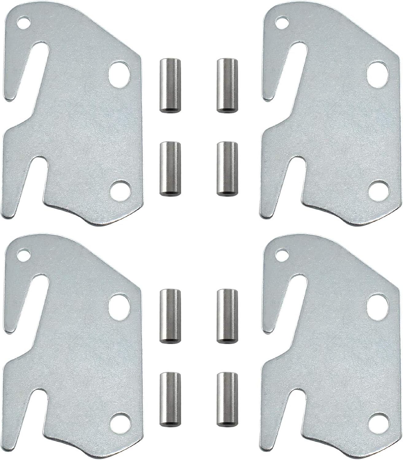 4 Pack Bed Frame Hooks, Wooden Rail Hook Plates with Pin Brackets 4 Pcs