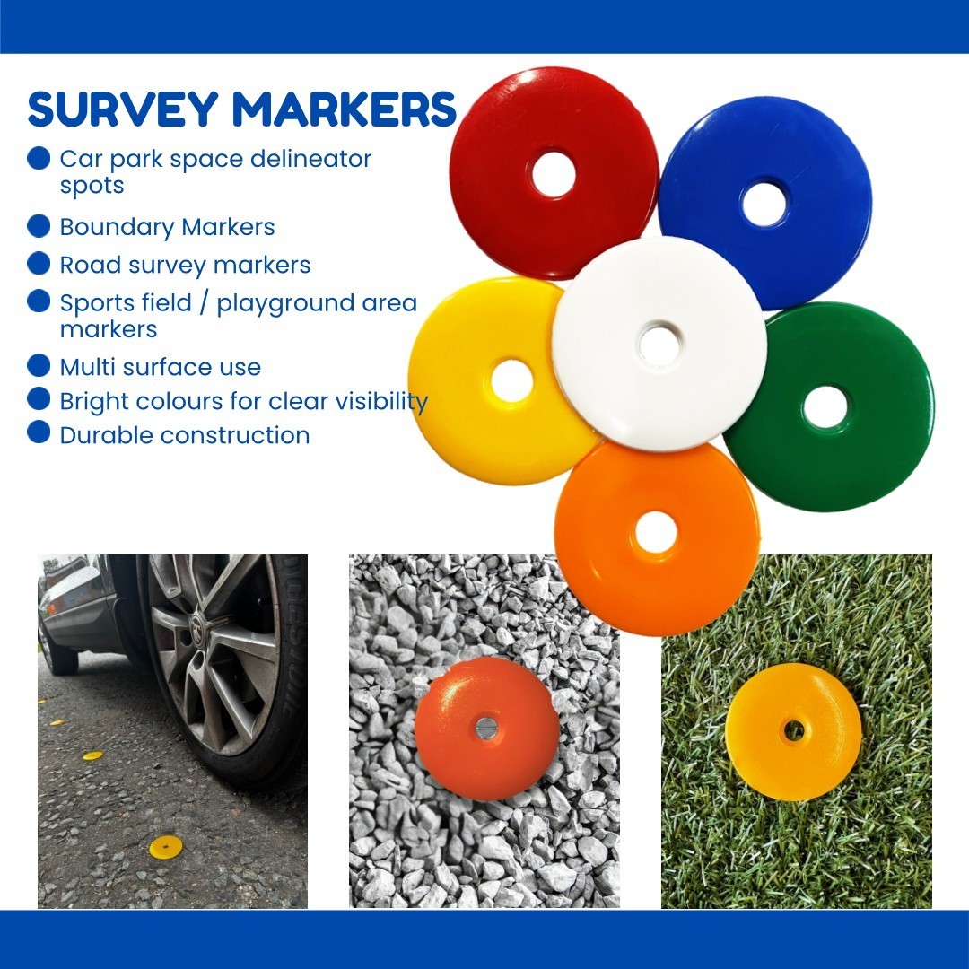 Pack of 12, 55mm Dia Survey Road Markers High Impact Plastic Discs. MIXED. S7661