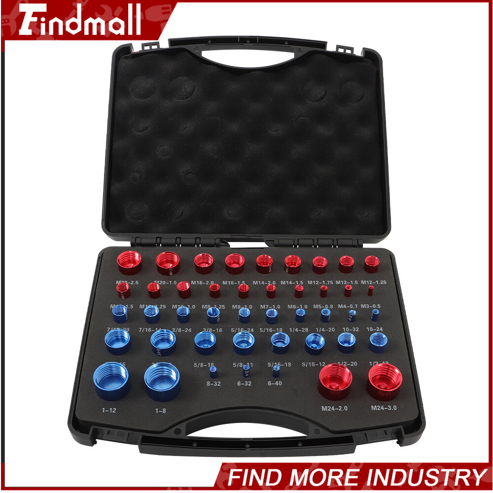 Findmall 44Pcs Inch & Metric Nut Bolt Thread Checker Identifier Thread Gauge Box