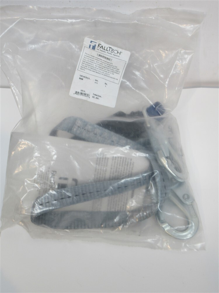 Falltech 8256, 6' Energy Absorbing Lanyard, Single Leg w/ Steel Snap Hooks