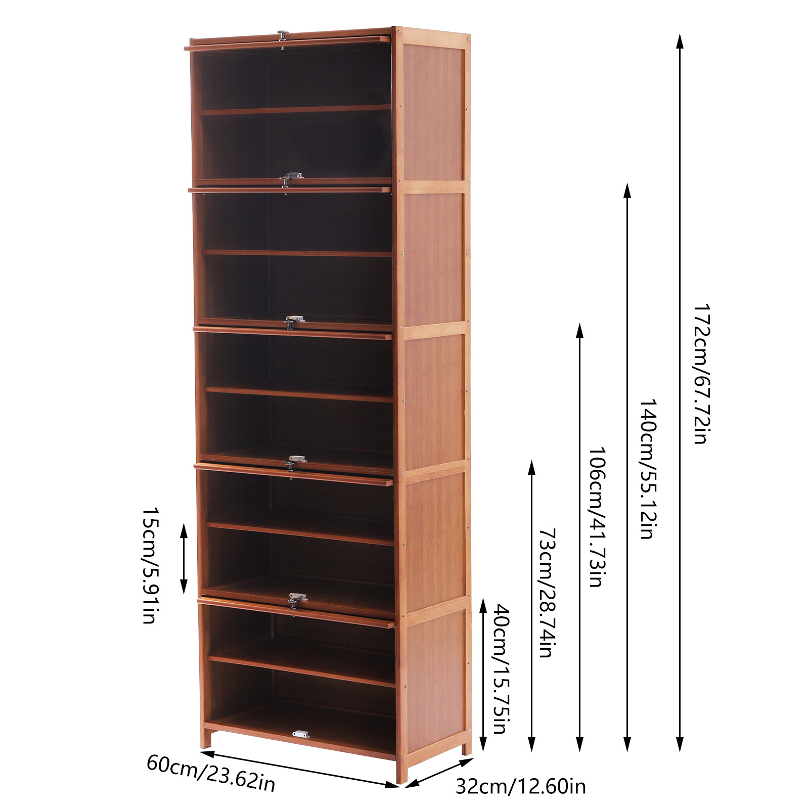 10-Tier 20 Pairs Bamboo Shoe Rack Organizer Brown Entryway Shoes Storage Cabinet