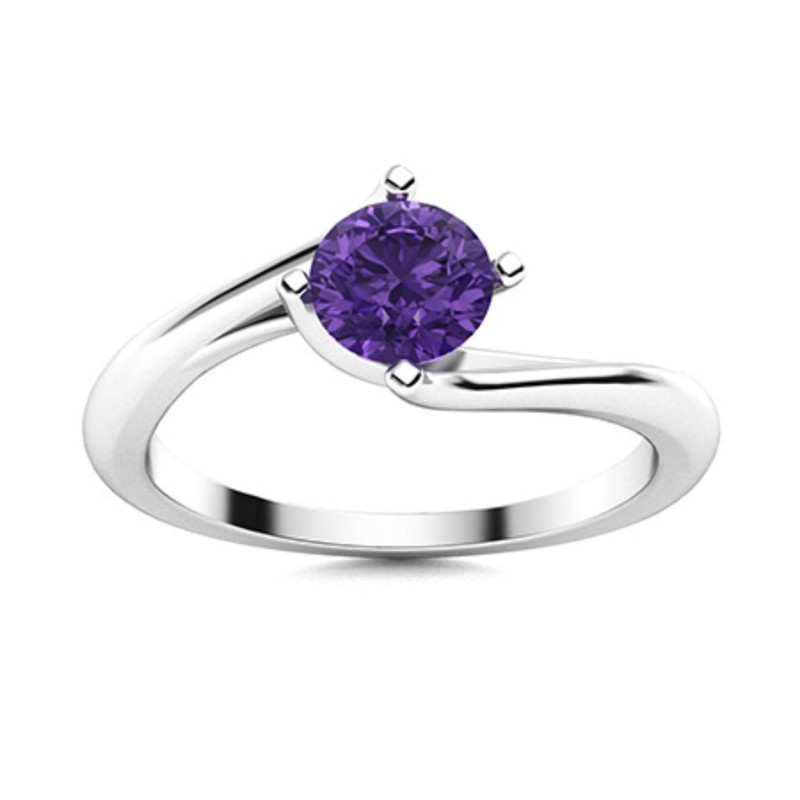 Sterling Silver Crown Chakra Amethyst Stone Solitaire Mother Ring Jewelry