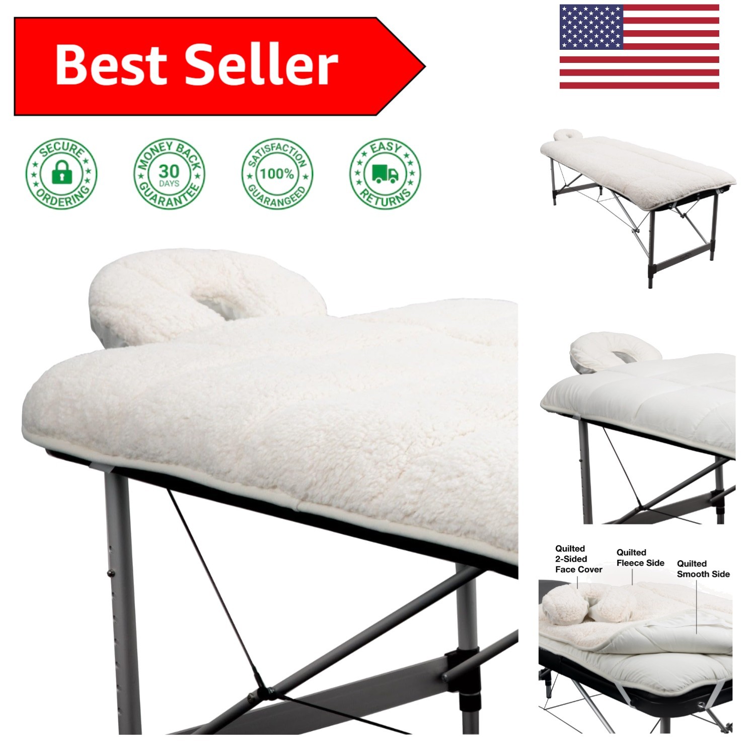 Deluxe Quilted Fleece Table Pad Set with Strong Elastic Straps and Storage Bag