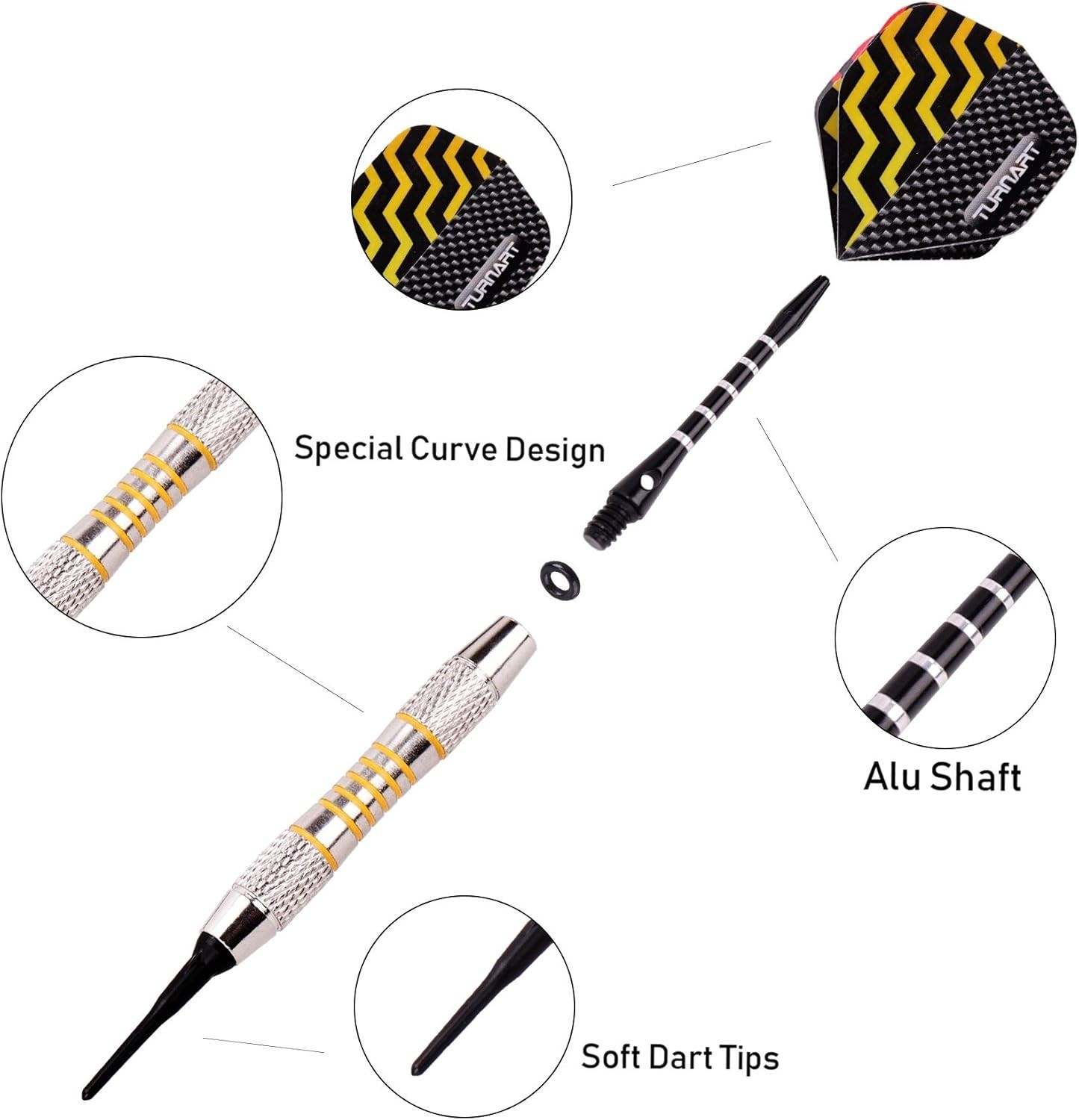 Darts Plastic Tip - Professional Soft Tip Darts Set for Electronic Dartboard ...