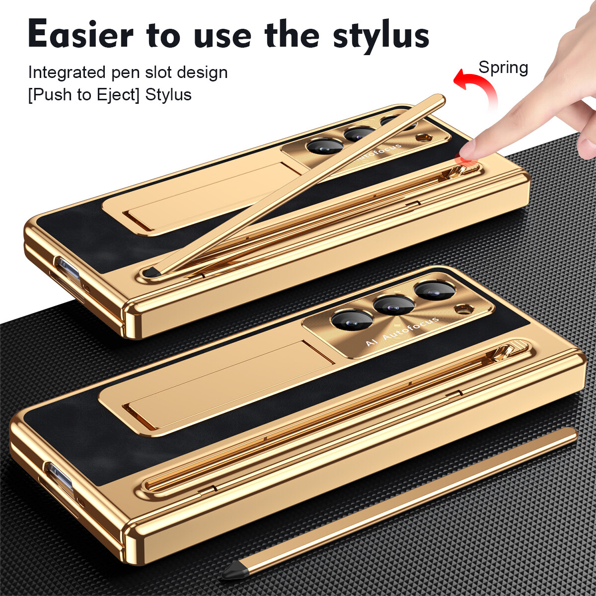 Hinge Stand Case for Samsung Galaxy Z Fold6 5 4 with Screen Protector + Stylus
