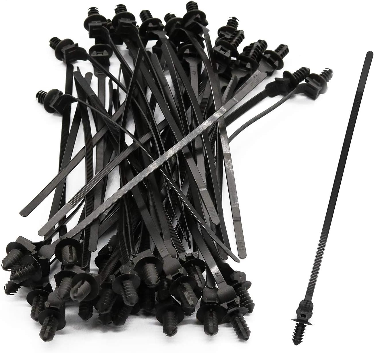50 Pack Cable Zip Ties, 8 Inch Nylon Push Mount Self Locking Cable Ties for Indo