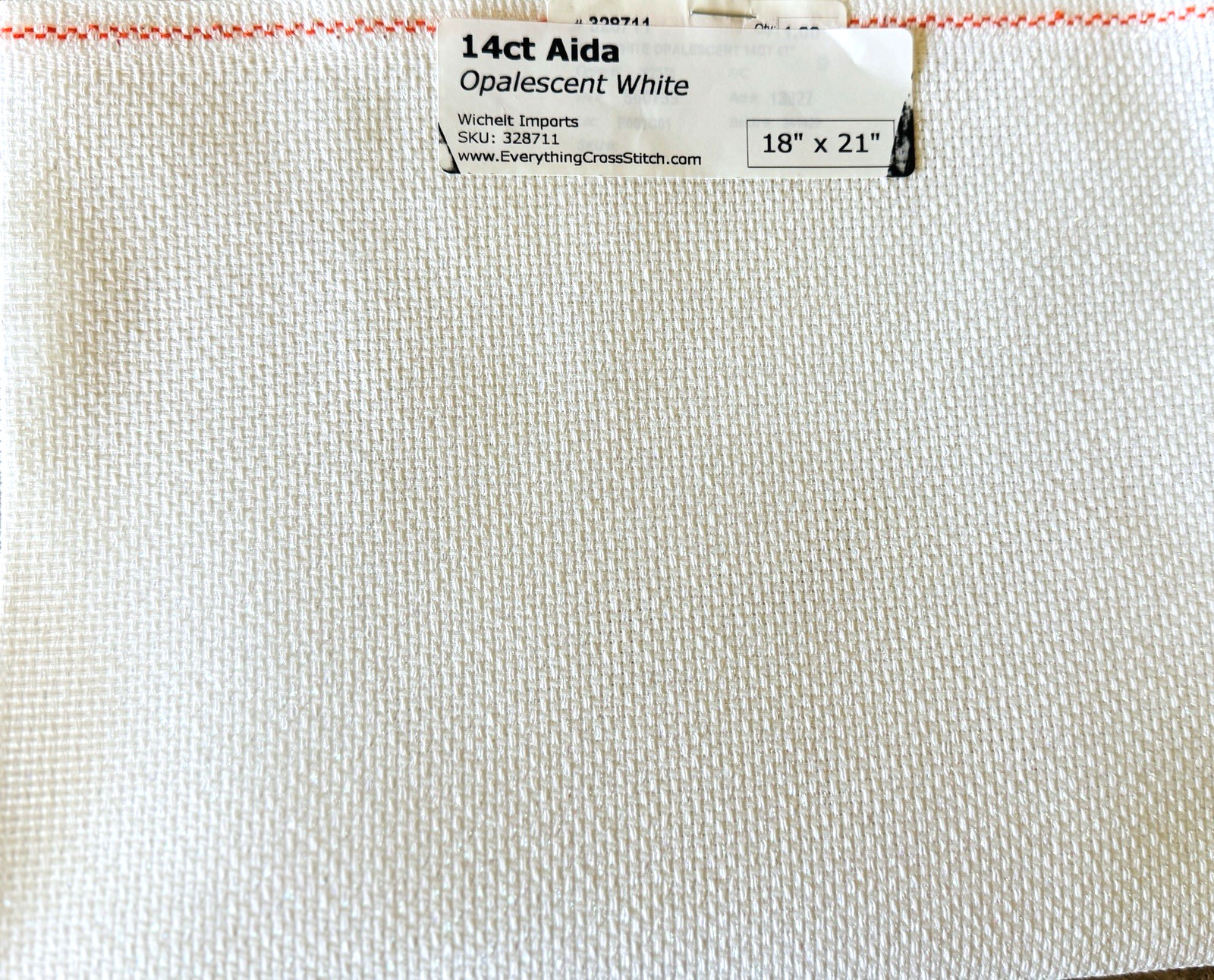 Wichelt Imports 14 ct Aida Cross Stitch Fabric Opalescent White  18 in x 21 in