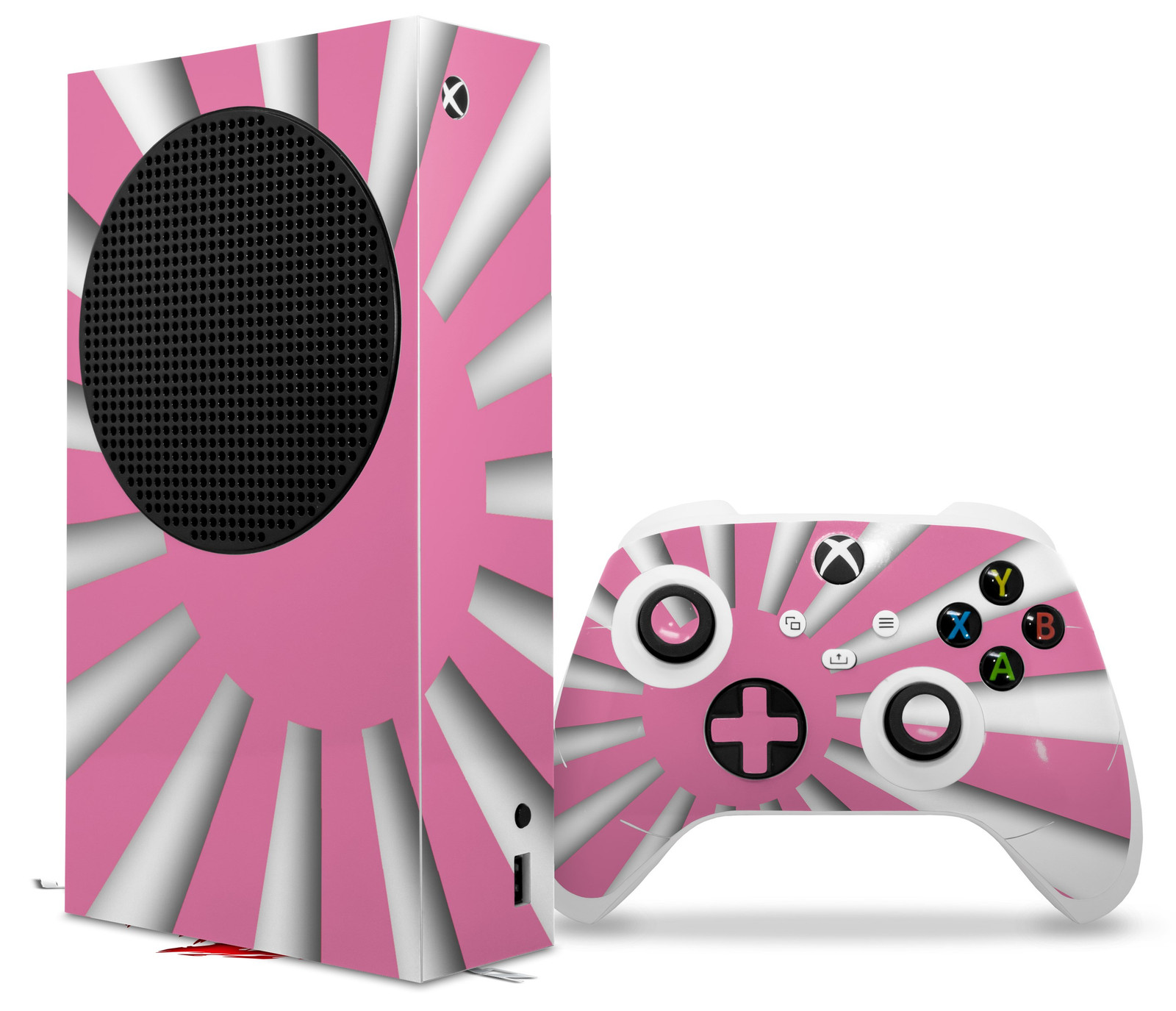 Skin Wrap for XBOX Series S Console Controller Rising Sun Japanese Flag Pink
