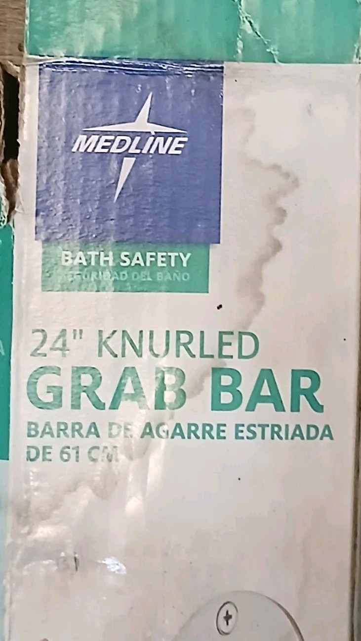 NEW Medline 24 in. Knurled Grab Bar (Chrome) Bathtubs Bathrooms Medical Saftey