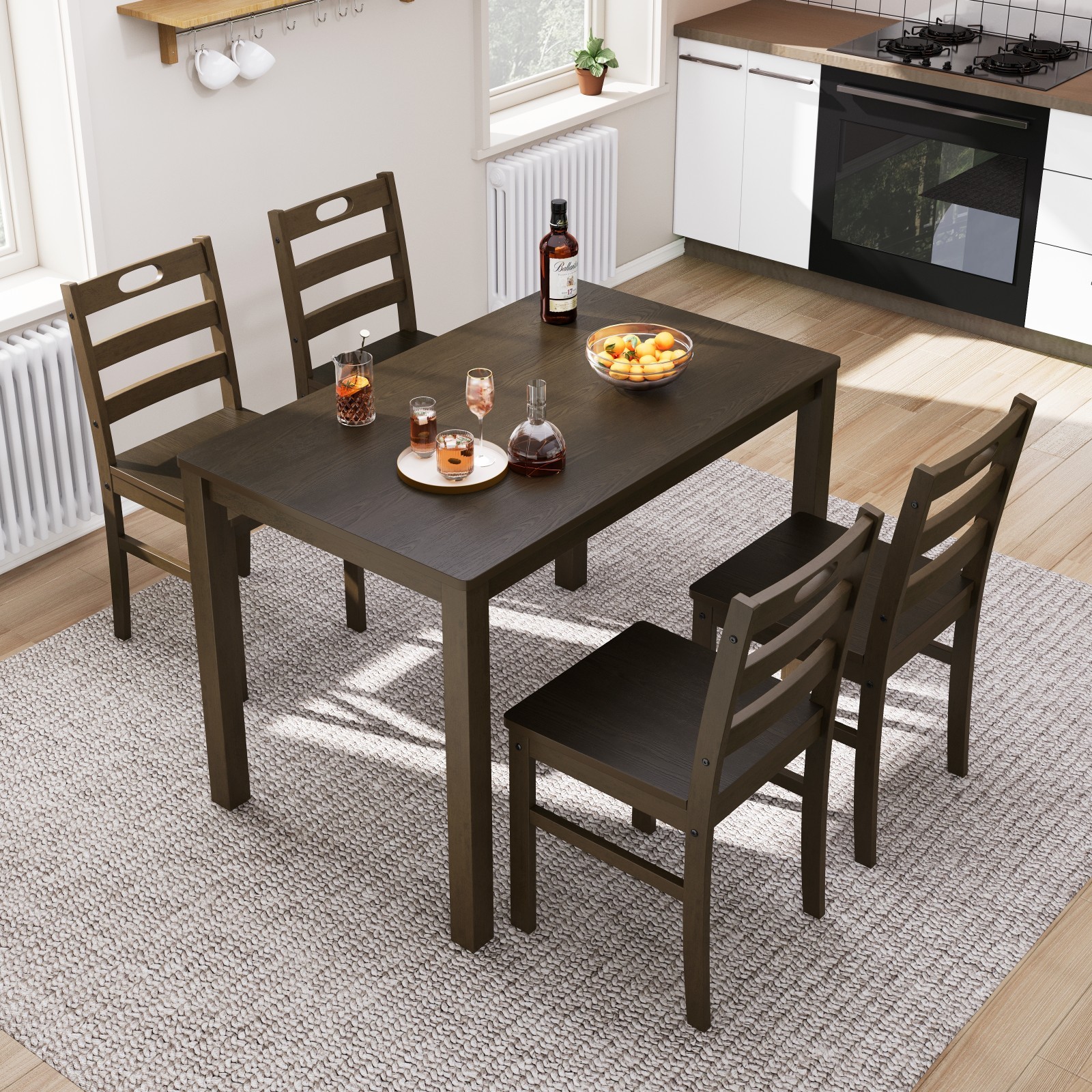 Kitchen Table and Dining Room Table Set, Wood Elegant Kitchen Sets for 4 Seat US