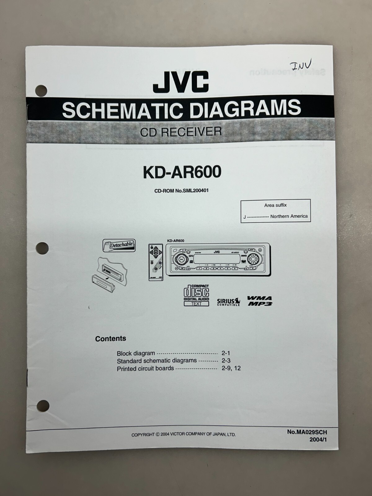 JVC KD-AR600 Original Schematics Free Shipping
