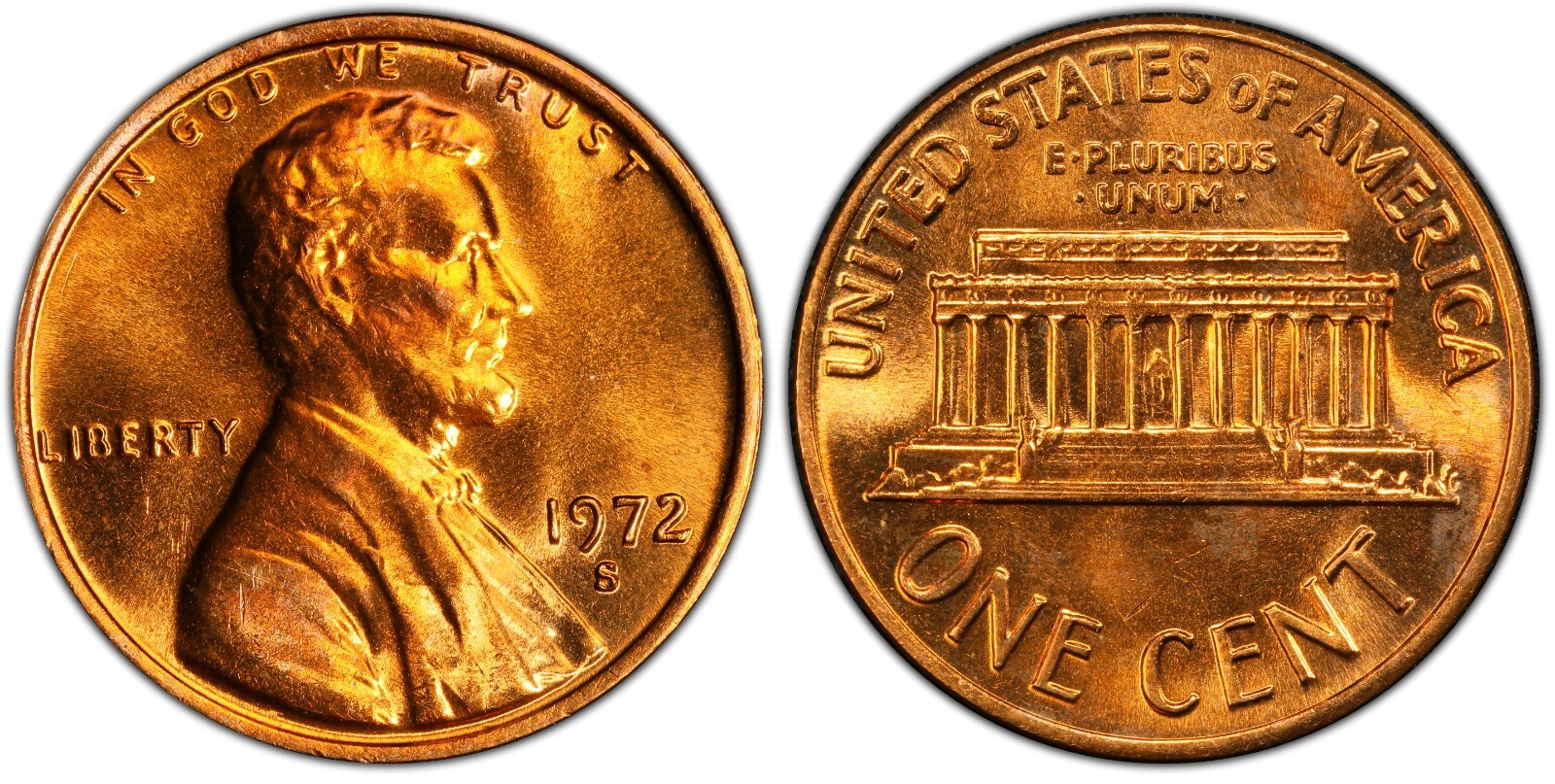 1972 S BU + PROOF LINCOLN MEMORIAL CENT