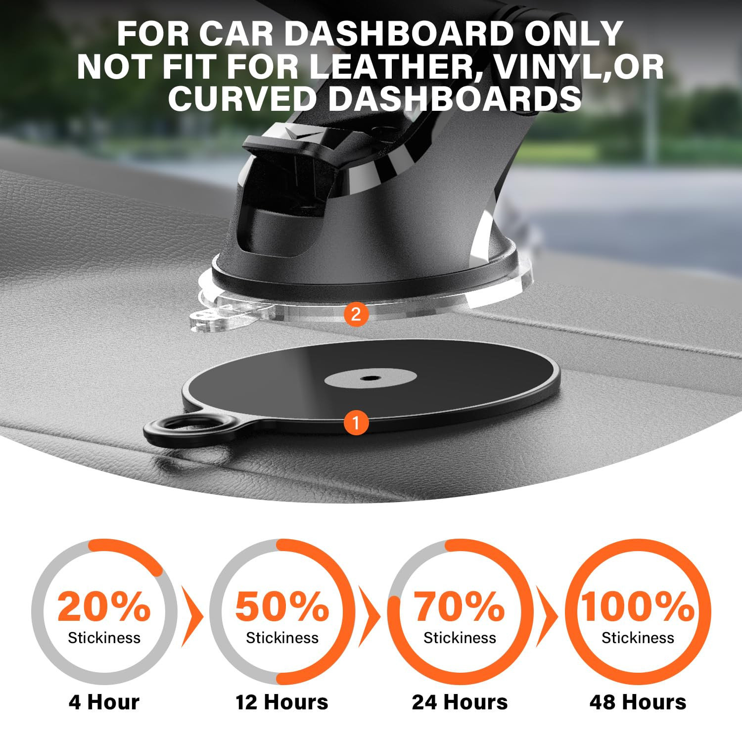 [3 Pack] Dashboard Pad Mounting Disk for Suction Cup Phone Mount Dash Cam Holder