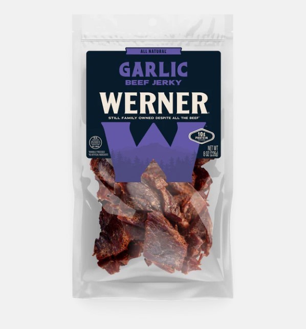 Werner Beef Jerky All Natural 8 Oz Garlic