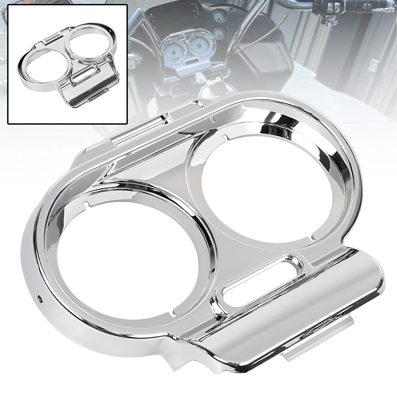 ABS Plastic Chrome Front Gauge Cover Nacelle Housing For Harley Road Glide FLTRU