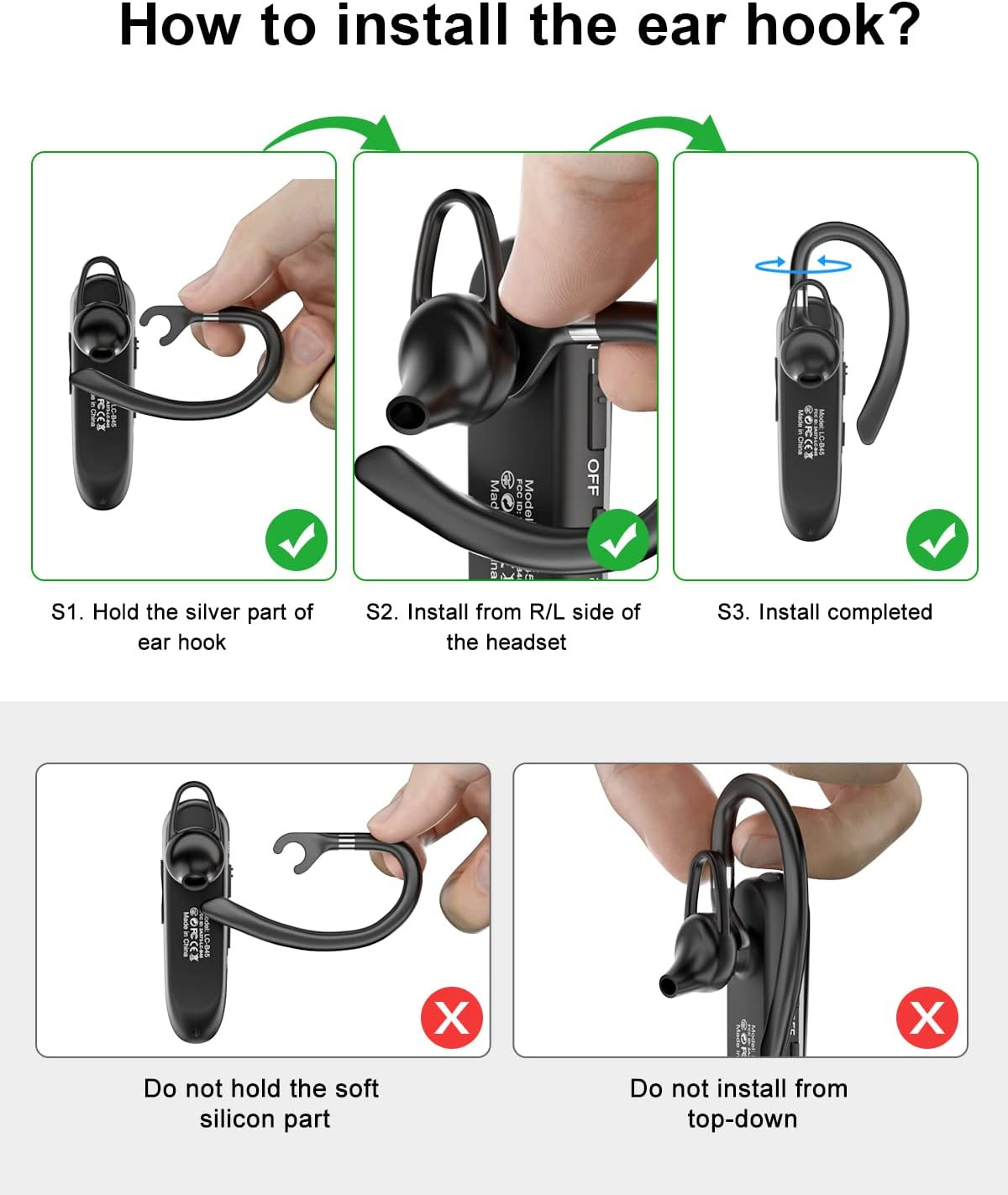 New bee Bluetooth Earpiece V5.0 Wireless Handsfree Headset with Microphone 24 Hr