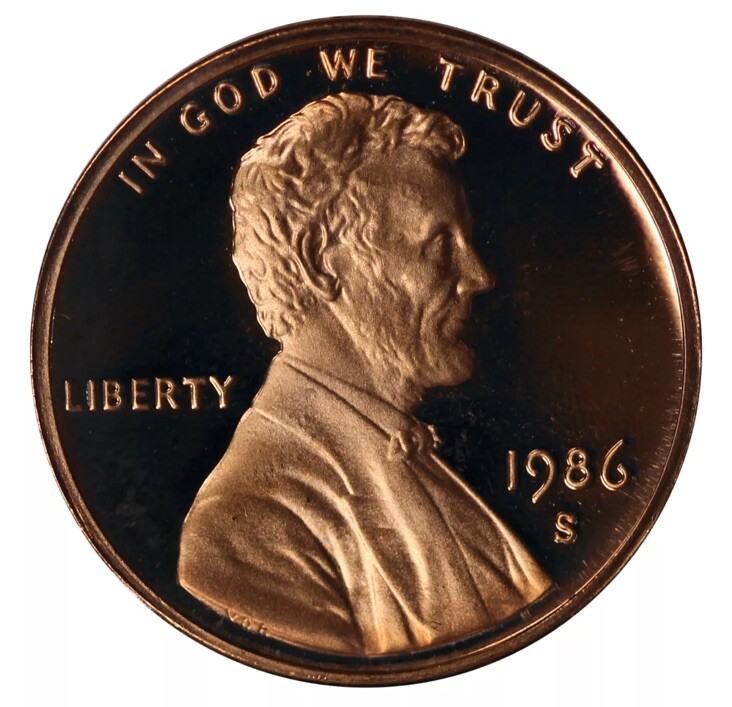1986 S Lincoln Memorial Cent Gem Proof From Set (One Coin)