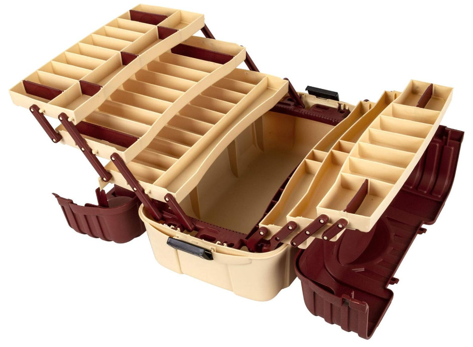Large Fishing Tackle Box 7 Tray Full Travel Holder Pack Handle-Locking Hip Roof
