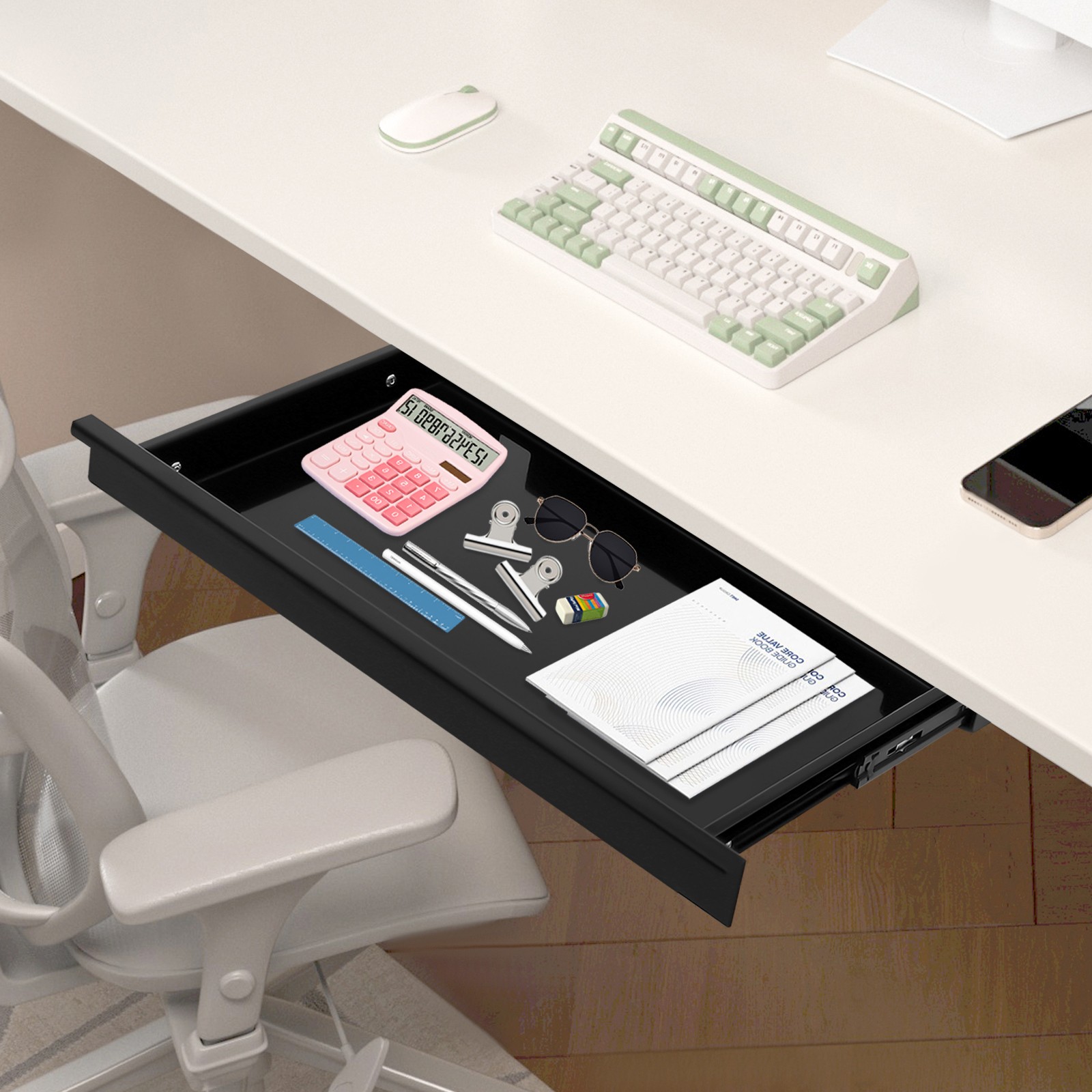 Under Desk Sliding Pull-Out Drawer Drawer Storage Organizer For Standing Desks