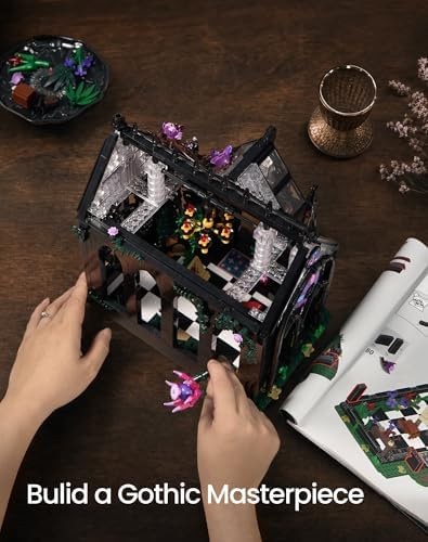Gothic Greenhouse Building Set with Lights, Architecture Model with Stained G...