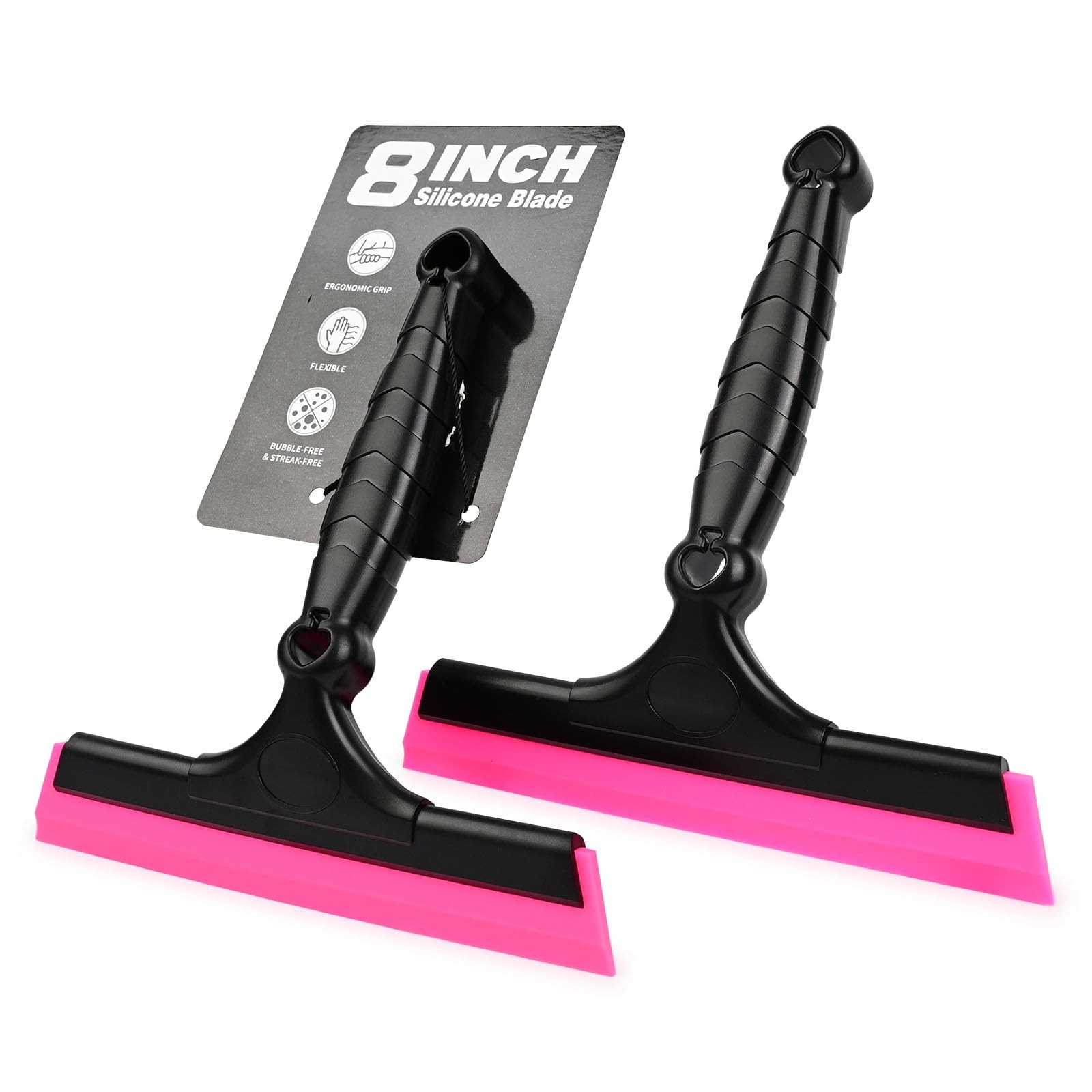 EHDIS 2PCS Flexible 8-Inch Silicone Squeegee Window Tint Tool Auto Water Pink