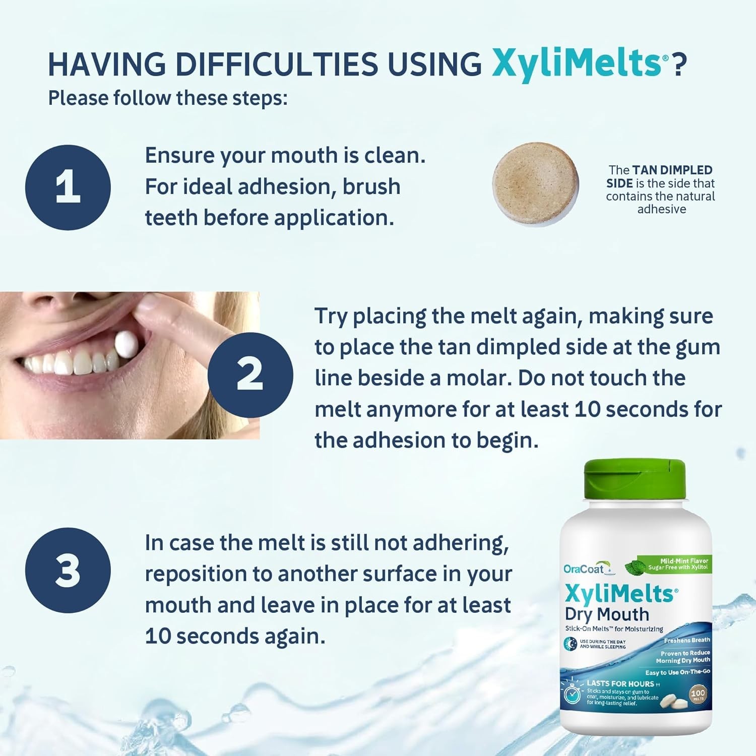 Oracoat Xylimelts Dry Mouth Relief Discs -100 Count, Natural Mint,Nighttime