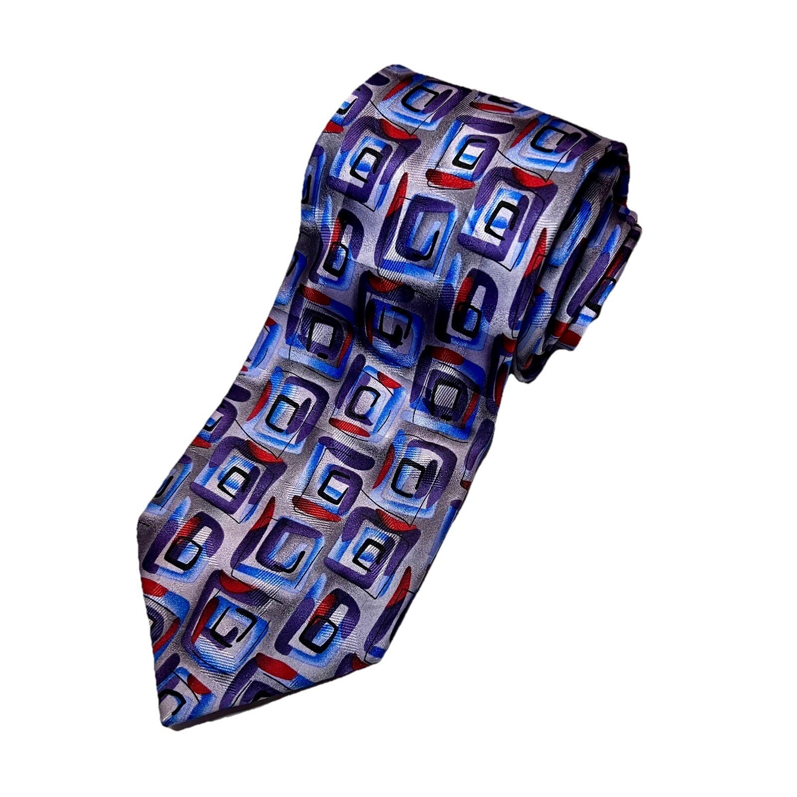 Jerry Garcia Blue Art Tie New York At Night Collection 45 Silk 2007 Geometric