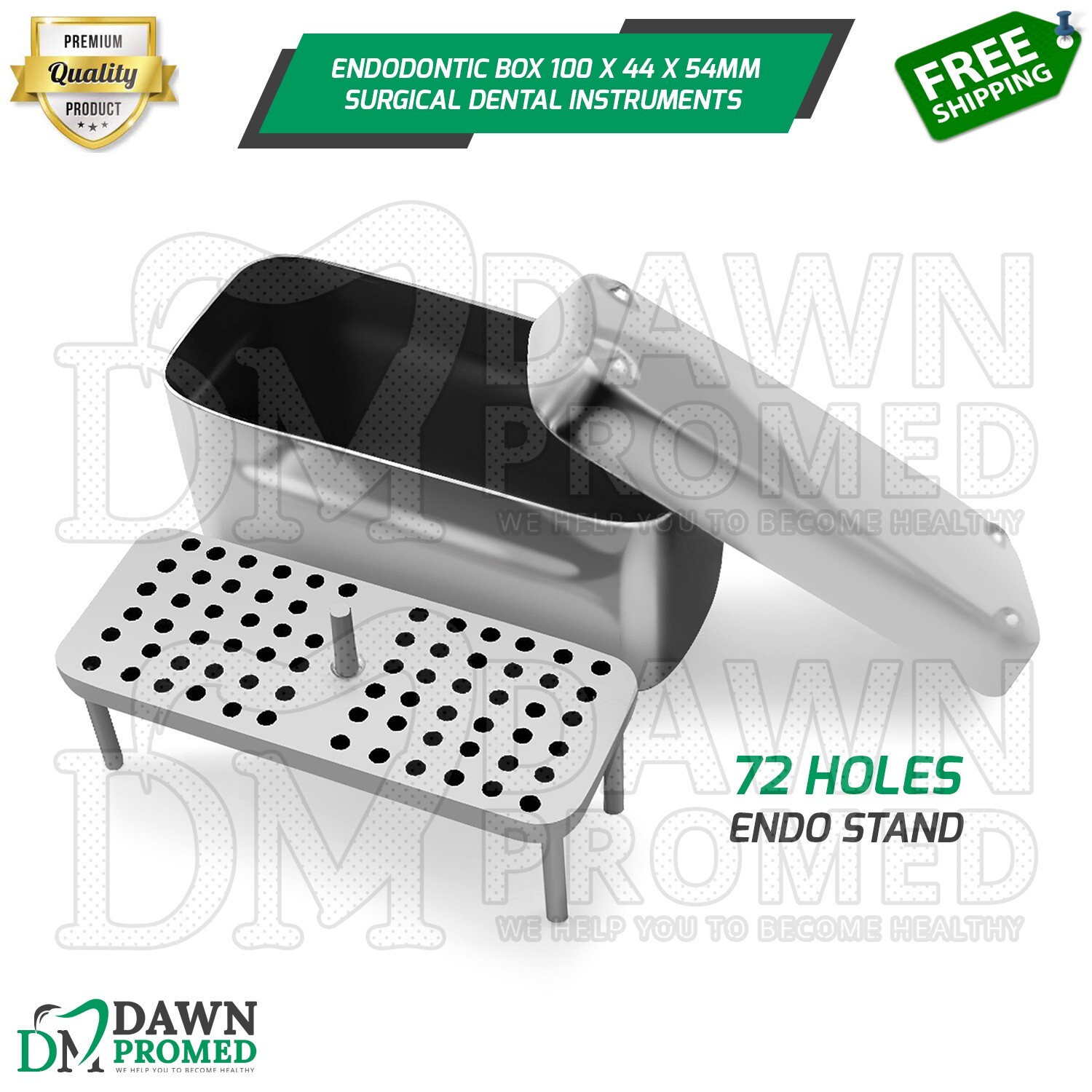 Endodontic Box 100 x 44 x 54mm 72 Holes Endo Stand Surgical Dental Instruments
