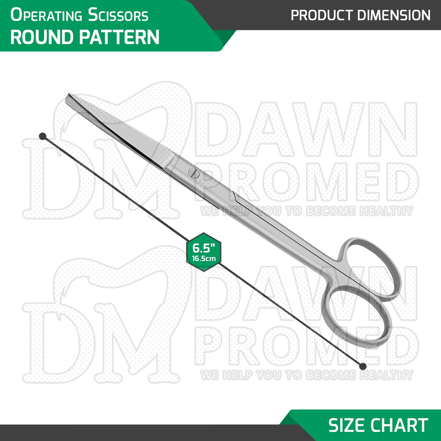 Operating Scissors 6.5" Straight Sharp Blunt Round Pattern Surgical Instruments
