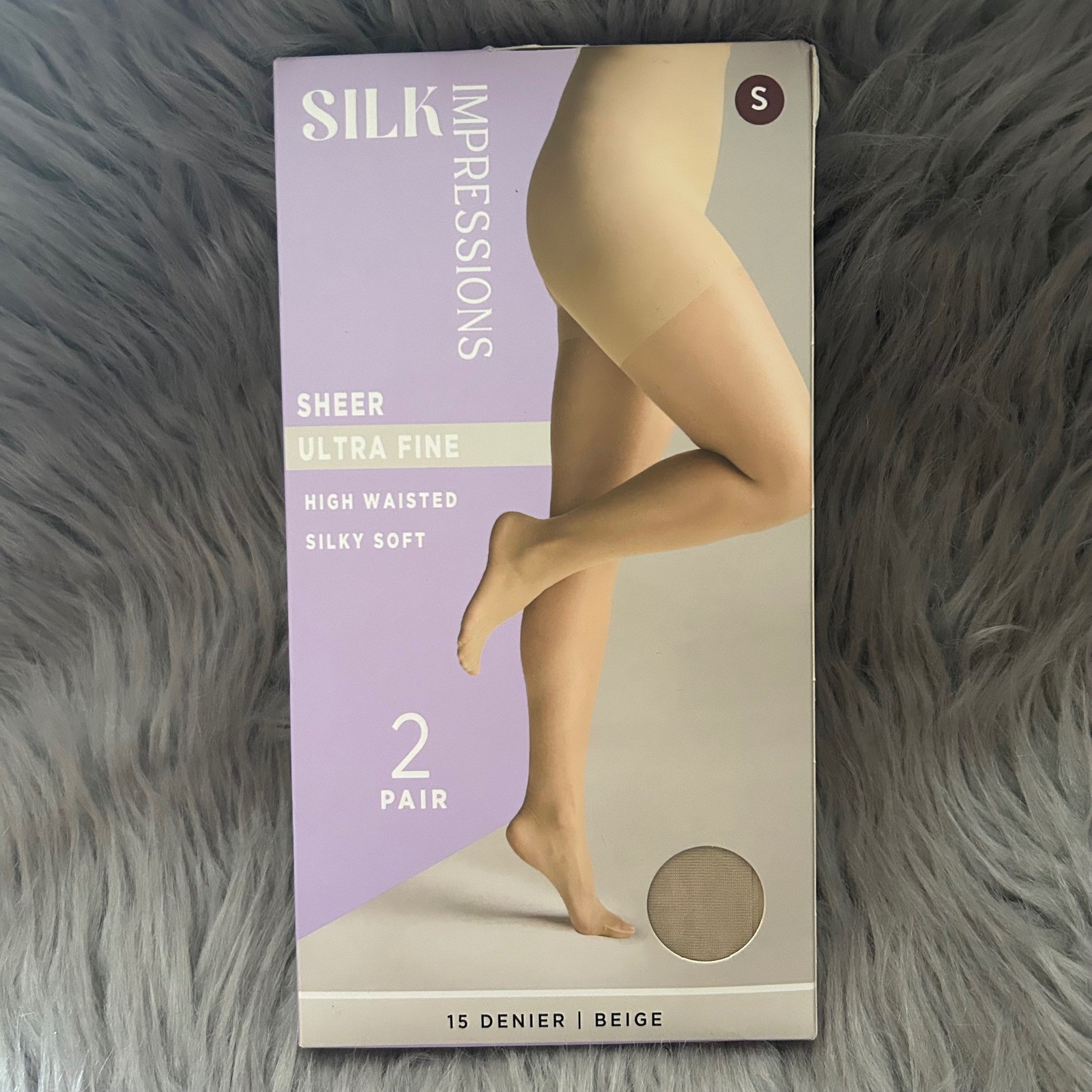 Silk Impressions Ultra Fine Sheer Tights Women Size Small Beige High Waist Silky