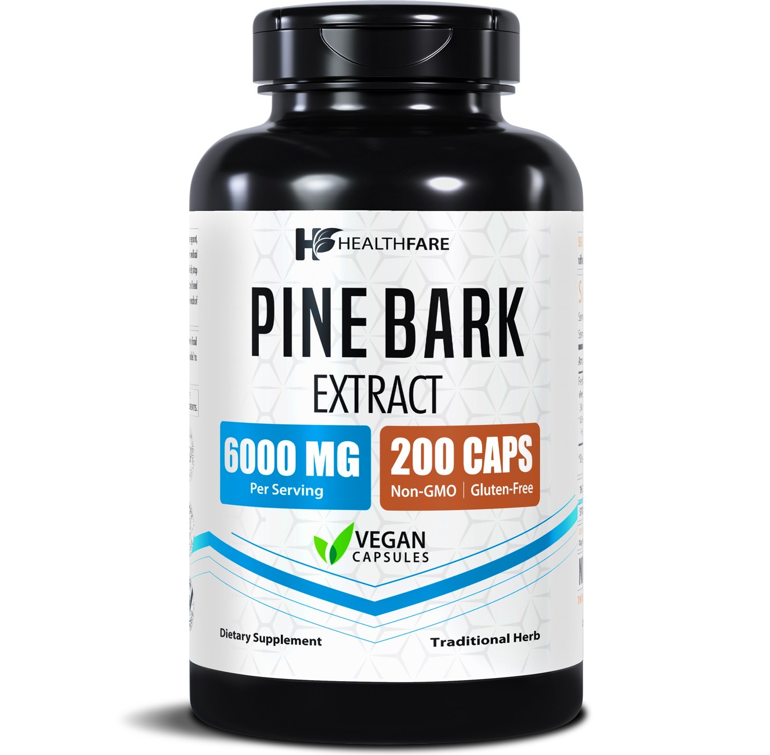 Healthfare Pine Bark Extract 6000 mg | 200 Capsules | Std. 95% Proanthocyanidins
