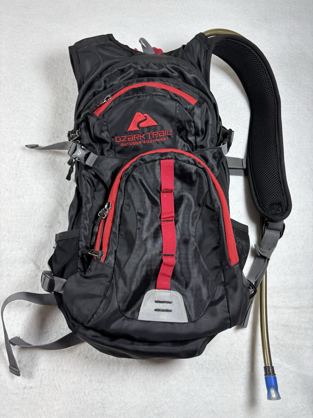 Ozark Trail Riverdale Hydration Backpack 2L Water Reservoir Hiking Black Red