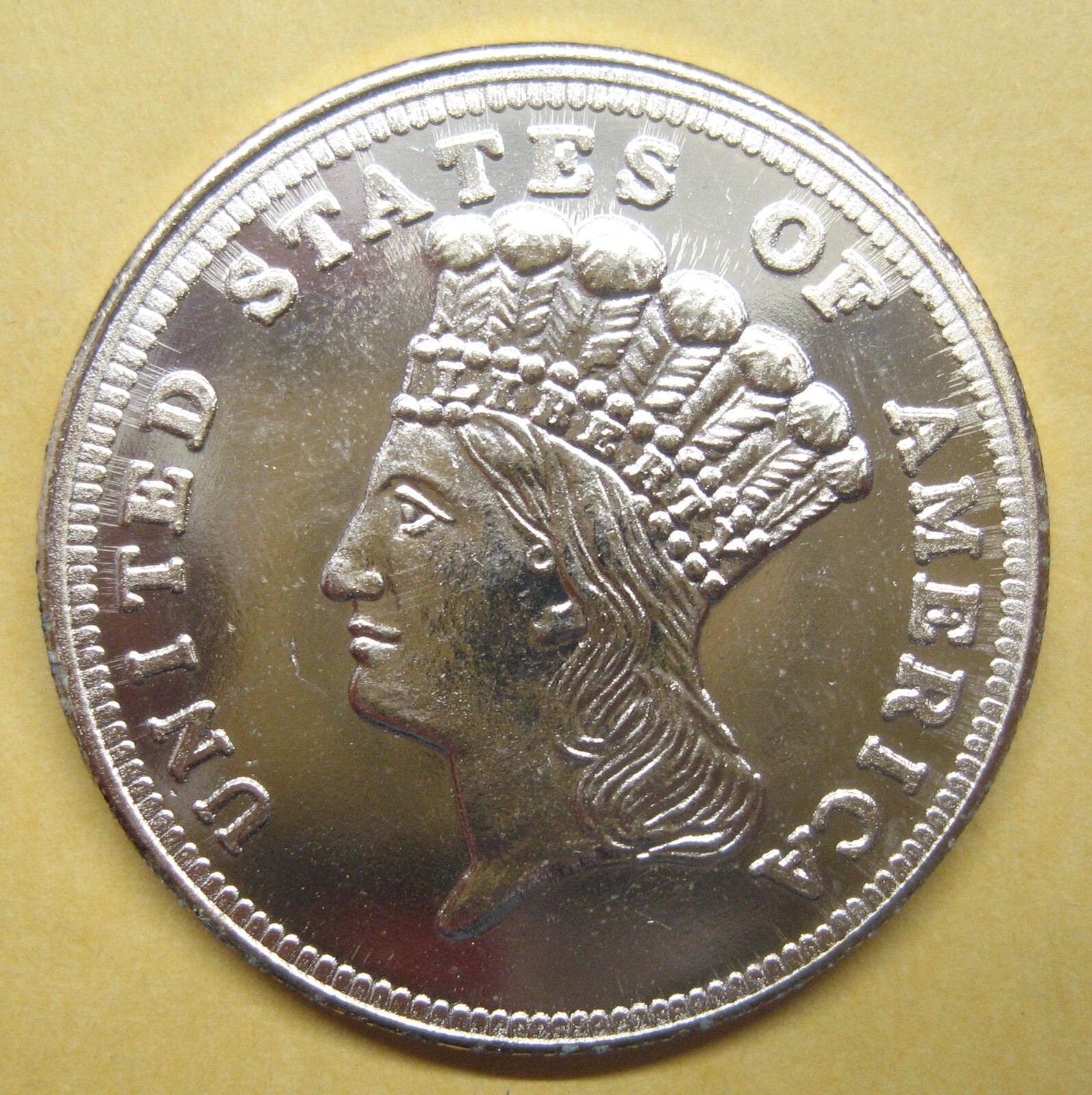 1854 3 Dollar Coin/Medal (copy) 1 1/2" Take a Look