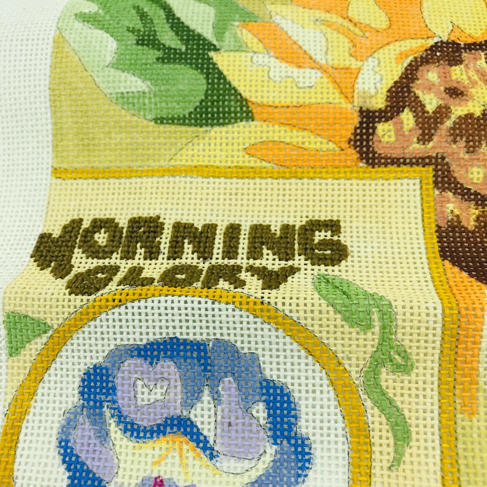 Hand Painted Needlepoint Canvas Seed Packets Flowers Sun Zinnia Morning Glory
