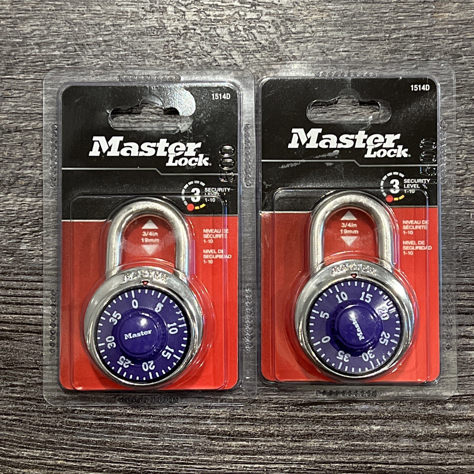 Lot of 2 NEW Purple Master Lock 1514D Anti Shim Combination Locker Lock  3/4"