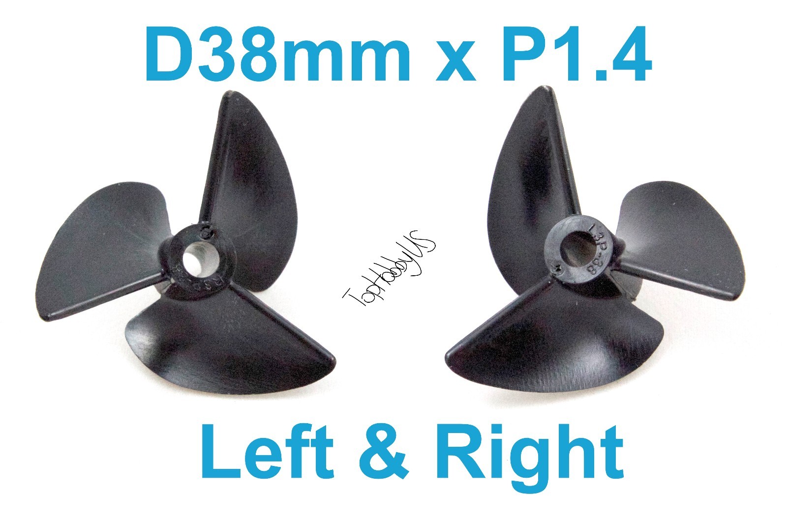 1 Pair D38mm 3-Blades Left&Right P1.4 RC Boat Propellers 4mm Shaft  US SELL/SHIP