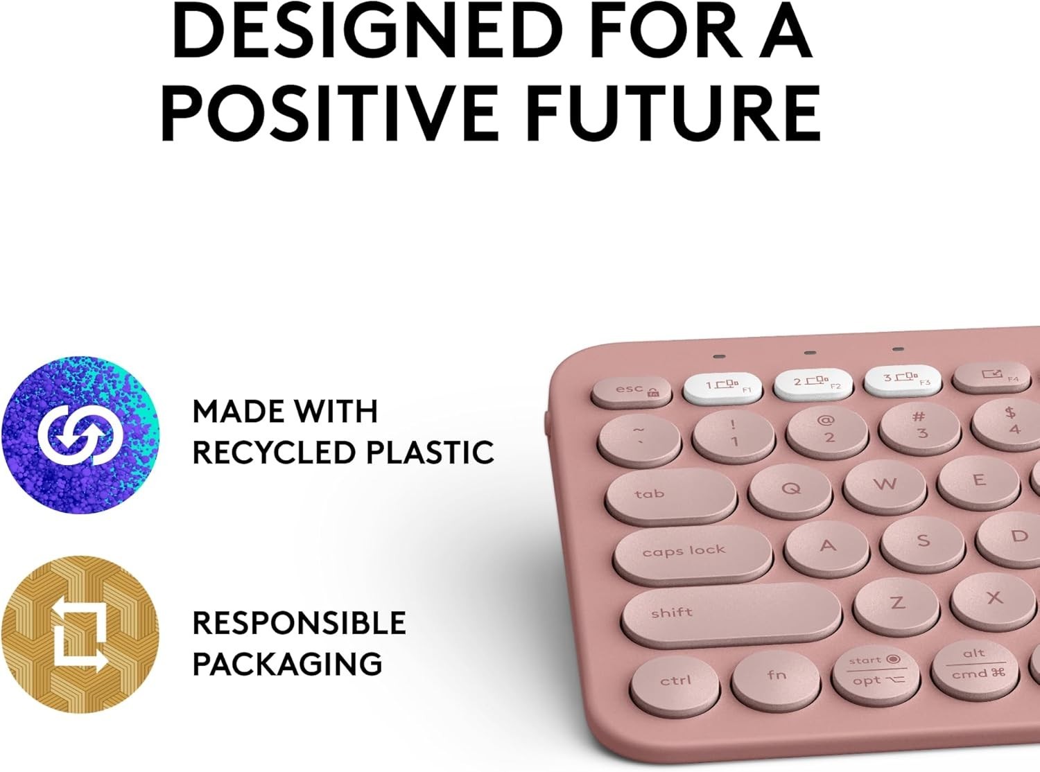 Logitech Pebble Keys 2 K380s Multi-Device Bluetooth Wireless Keyboard Tonal Rose