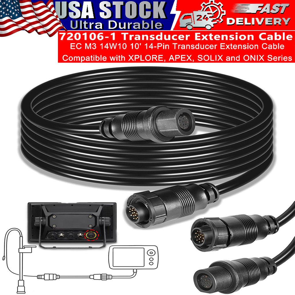720106-1 EC M3 14W10 14-Pin Transducer Extension Cable APEX XPLOR for Humminbird