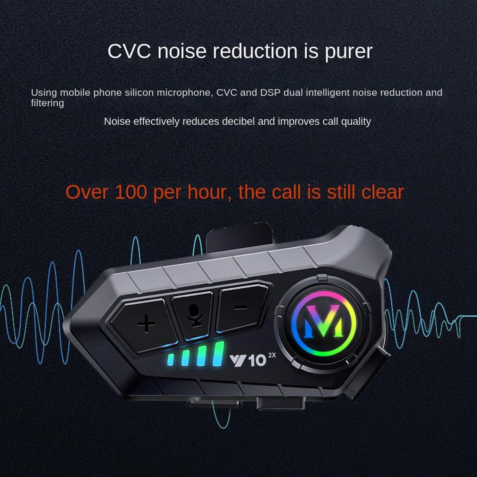Motorcycle Helmet Bluetooth Intercom Noise Cancelling 2 Pack Talk Waterproof