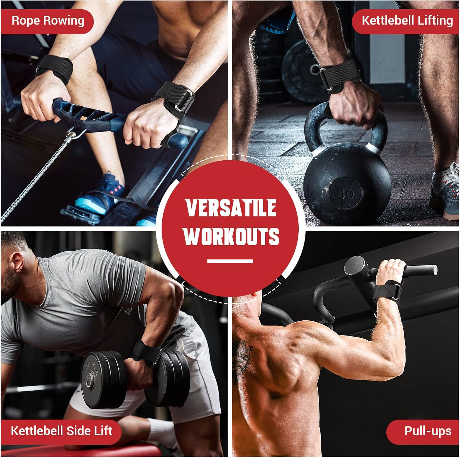 COFOF Weight Lifting Wrist Strap, Double Layer Leather Wrist Strap for Deadlift