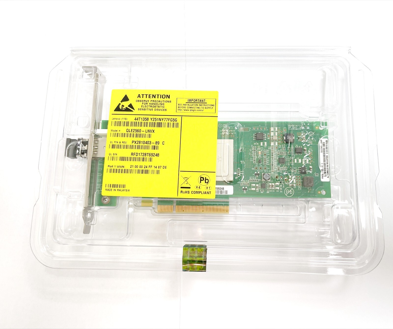QLE2560-LNVX QLogic SanBlade 8Gb FC Single Port PCI-e HBA LP 1x 8Gb Transceiver