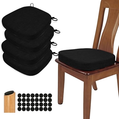 Thickened 2.5" Dining Chair Cushions Set of U-Shape High Density Foam 4 Black