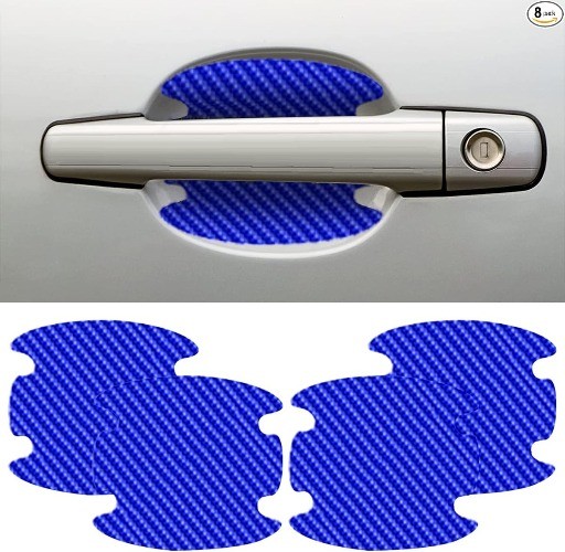 4PCS Carbon Fiber Door Handle Cup Protectors, Universal Scrat Color: Blue-4PCS