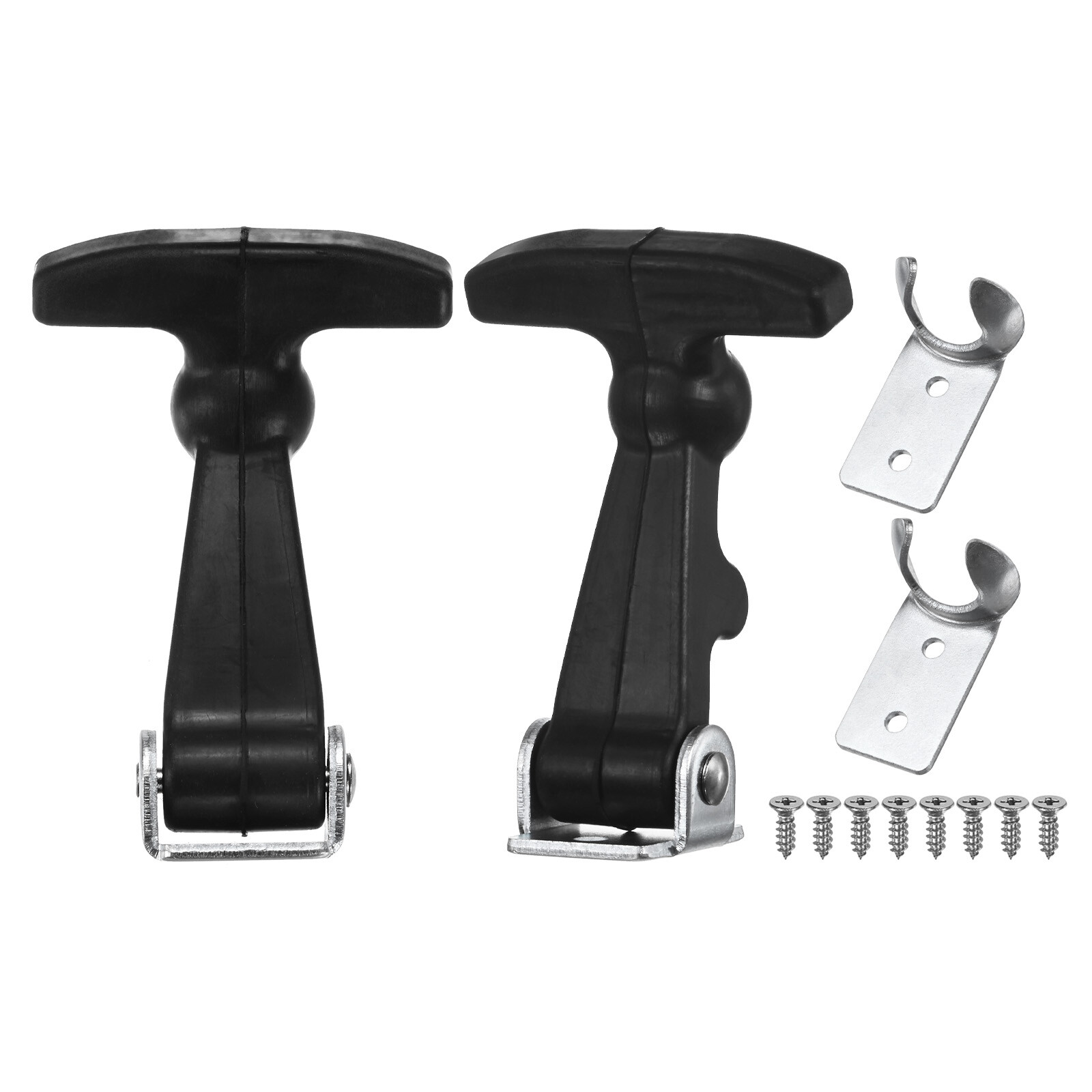2-Pack Elastic SPCC Rubber Hood Catch, 2.6" Latches for Toolbox, Silver Black